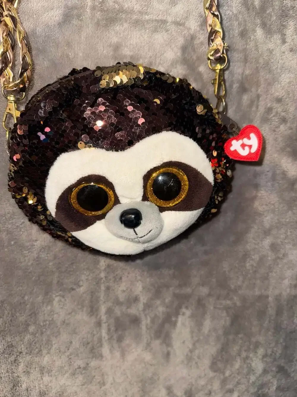 Ty Beanie Boos Sloth Sequin Crossbody Purse